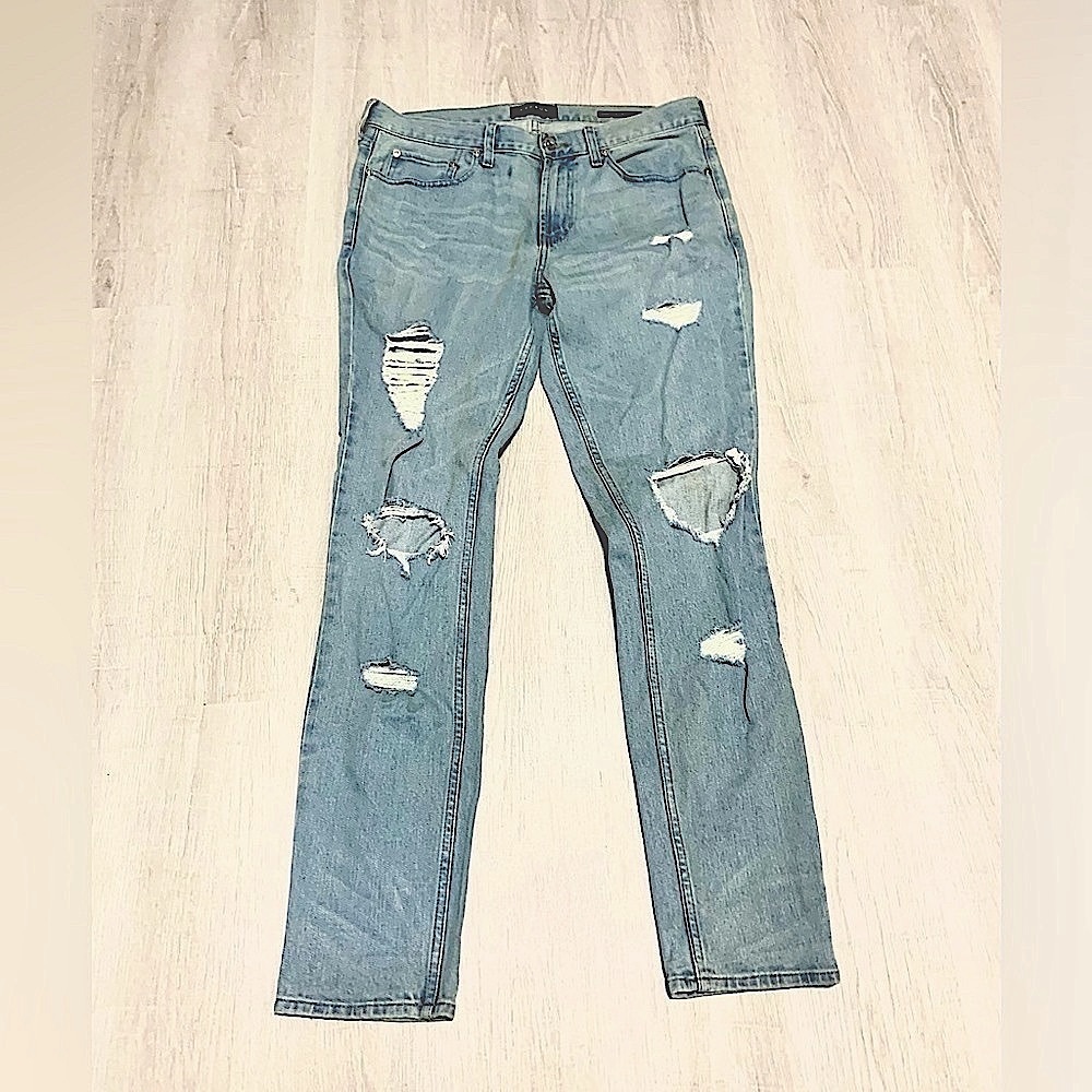 Pacsun Indigo Blue Ripped Slim Taper Stacked Skinny Jeans 32x32